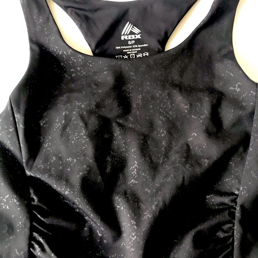 RBX Sports BRA Black with pattern. Size S. NWT